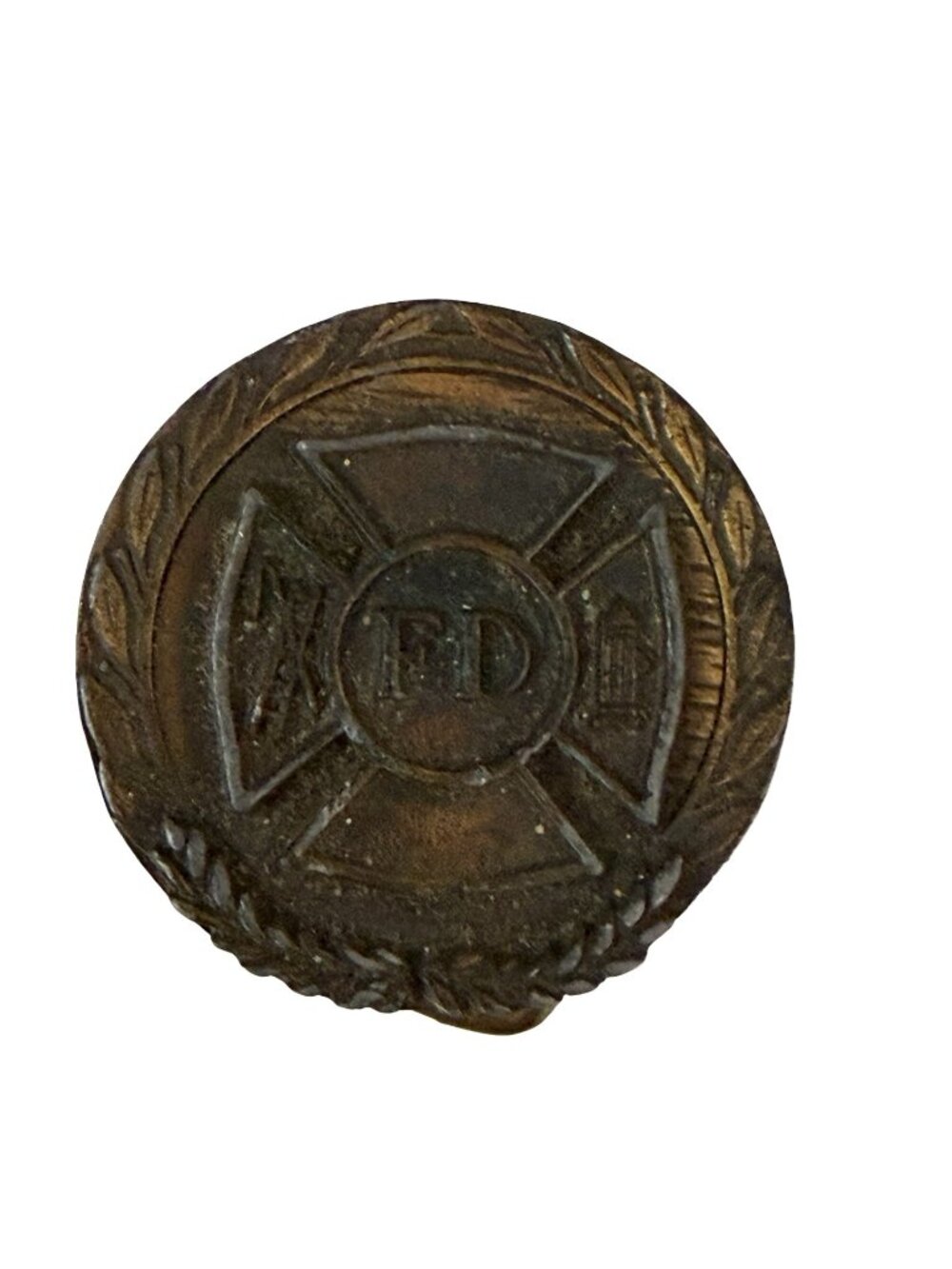 Vintage FD Fire Department Maltese Cross Brass Tone Belt Buckle